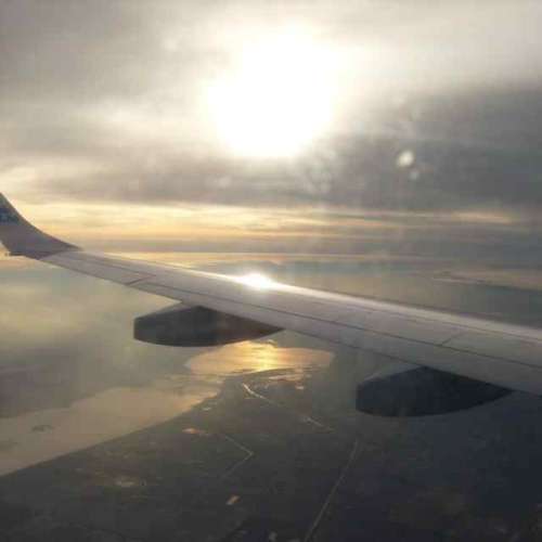 Foto genomen vanuit het vliegtuig op weg naar Nederland.